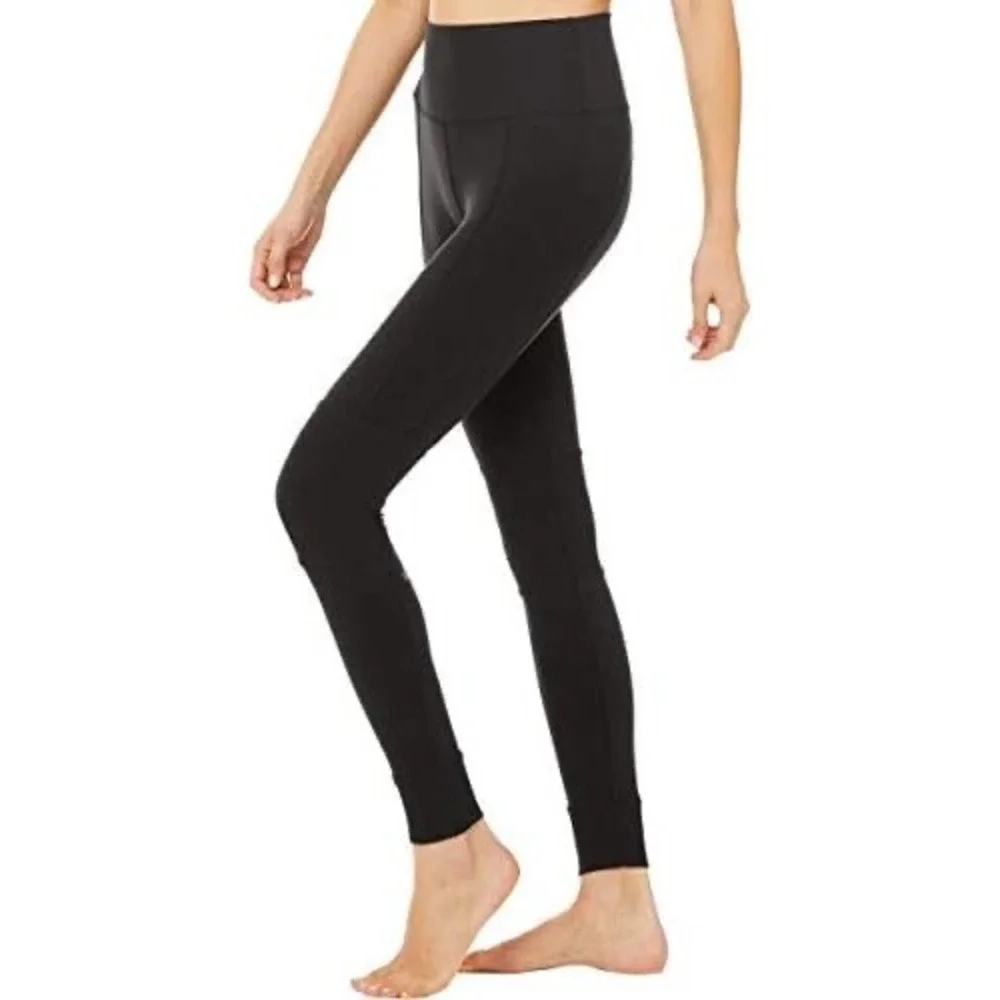 Alo Yoga Avenue High Waist Moto Ribbed Leggings Black Small W5541R